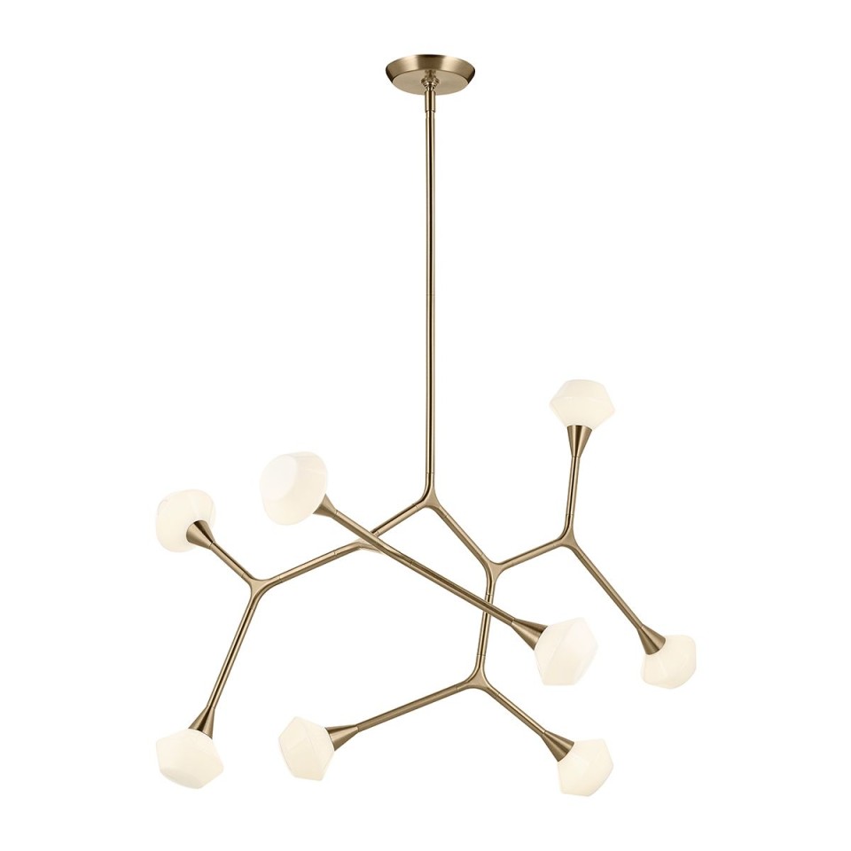 Cassius 8-lt chandelier champagne bronze/white 133.4 cm