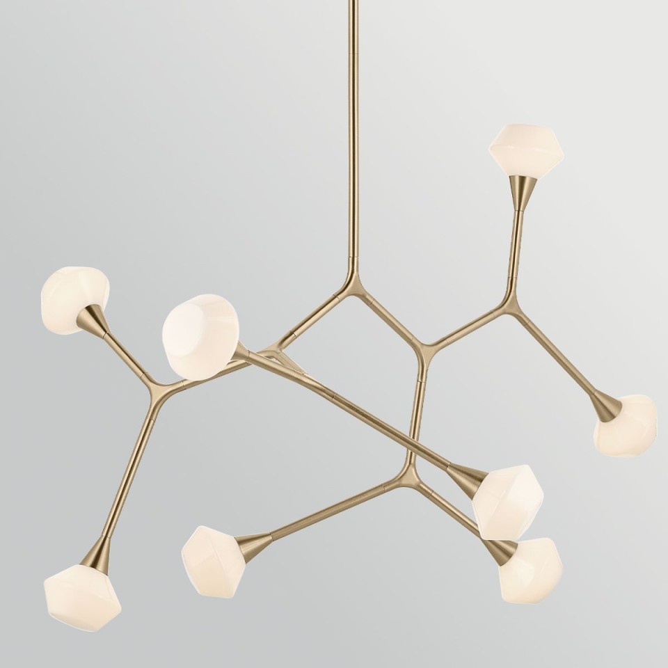 Cassius 8-lt chandelier champagne bronze/white 133.4 cm