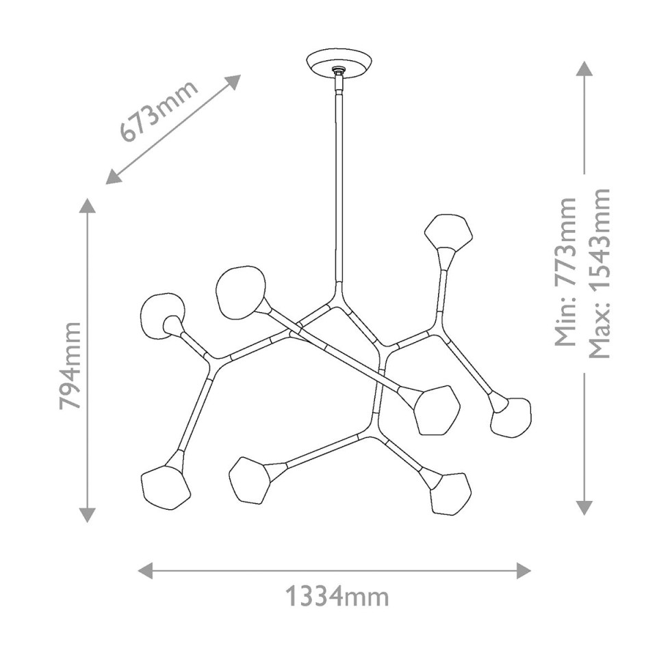 Cassius 8-lt chandelier champagne bronze/white 133.4 cm
