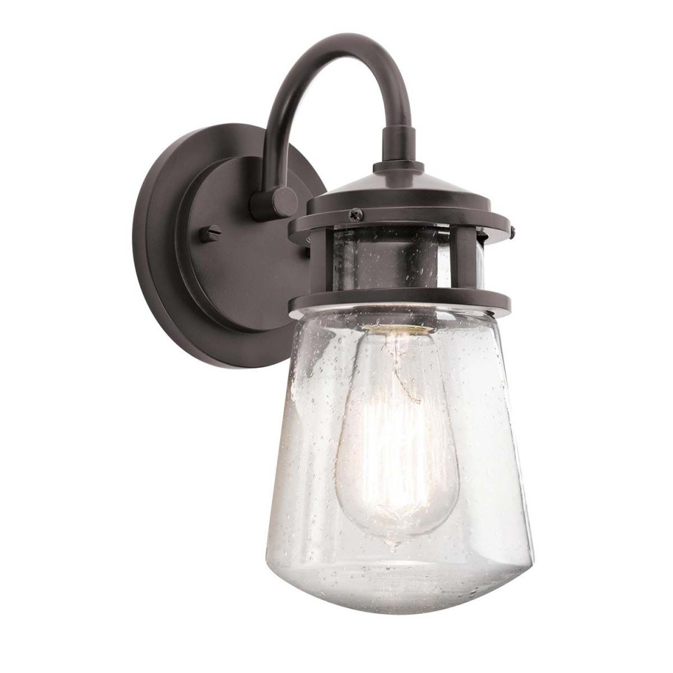 Lyndon 1-ljus liten utomhusvägglampa arkitektonisk brons/klar 28,8 cm IP44 Kichler Lyndon 1-ljus liten utomhusvägglampa arkitektonisk brons/klar 28,8 cm IP44