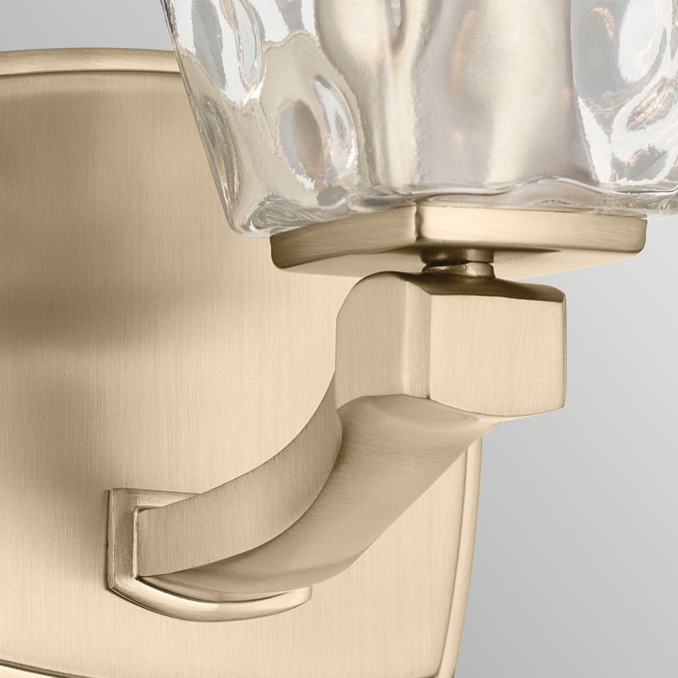 Marant 1-lt bathroom wall light champagne bronze/clear water glass 23.7 cm IP44