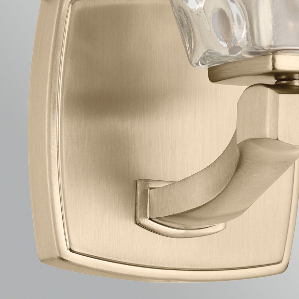 Marant 1-lt bathroom wall light champagne bronze/clear water glass 23.7 cm IP44