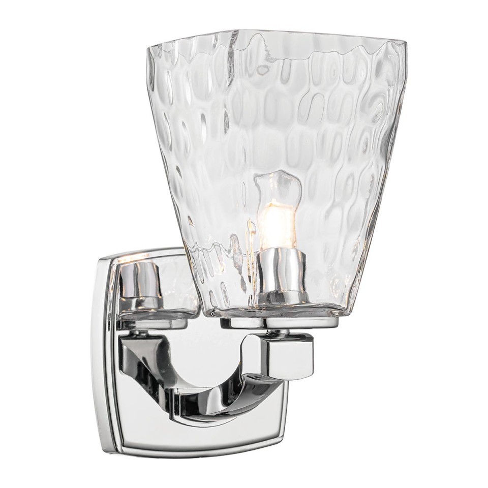 Marant 1-lt bathroom wall light polished chrome/clear water glass 23.7 cm IP44