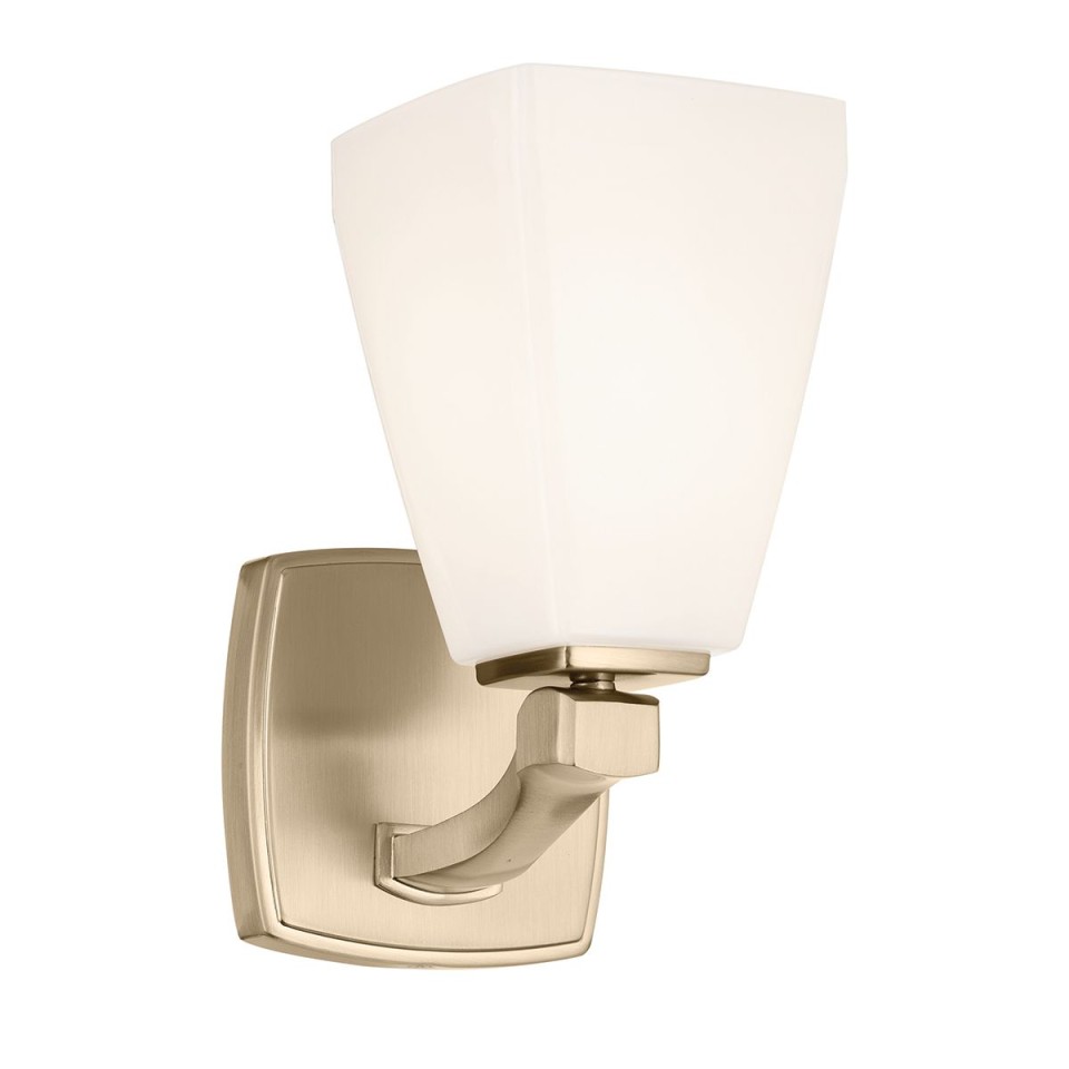 Marant 1-lt bathroom wall light champagne bronze/opal glass 23.7 cm IP44