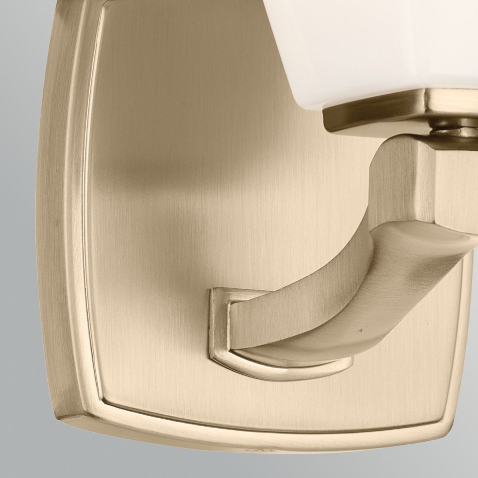 Marant 1-lt bathroom wall light champagne bronze/opal glass 23.7 cm IP44