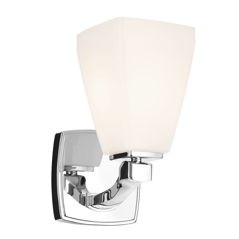 Marant 1-lt bathroom wall light polished chrome/opal glass 23.7 cm IP44