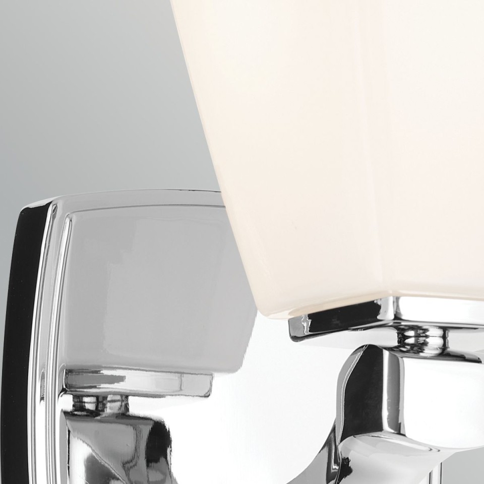 Marant 1-lt bathroom wall light polished chrome/opal glass 23.7 cm IP44
