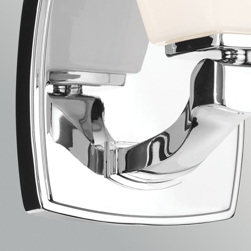 Marant 1-lt bathroom wall light polished chrome/opal glass 23.7 cm IP44