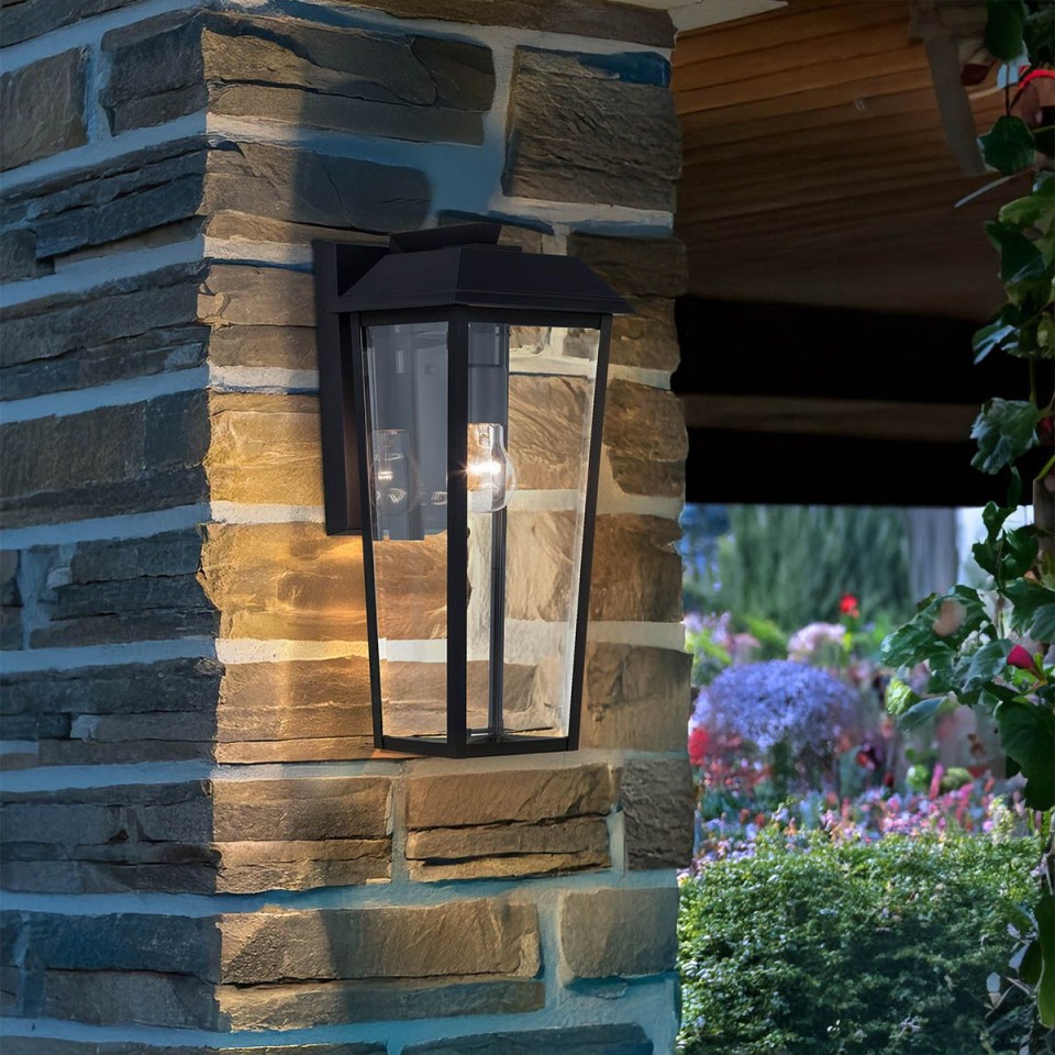 Mathus medium outdoor wall light black/clear 45.7 cm IP44