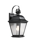 Mount Vernon 1-lt large outdoor wall light black/clear seedy glass 49.5 cm IP44