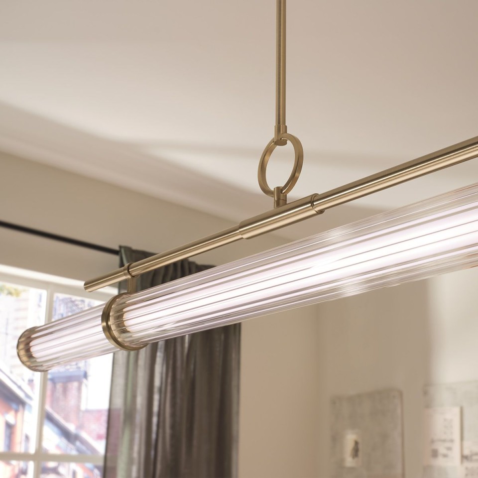 Riven linear ceiling light champagne bronze/clear 122.2 cm