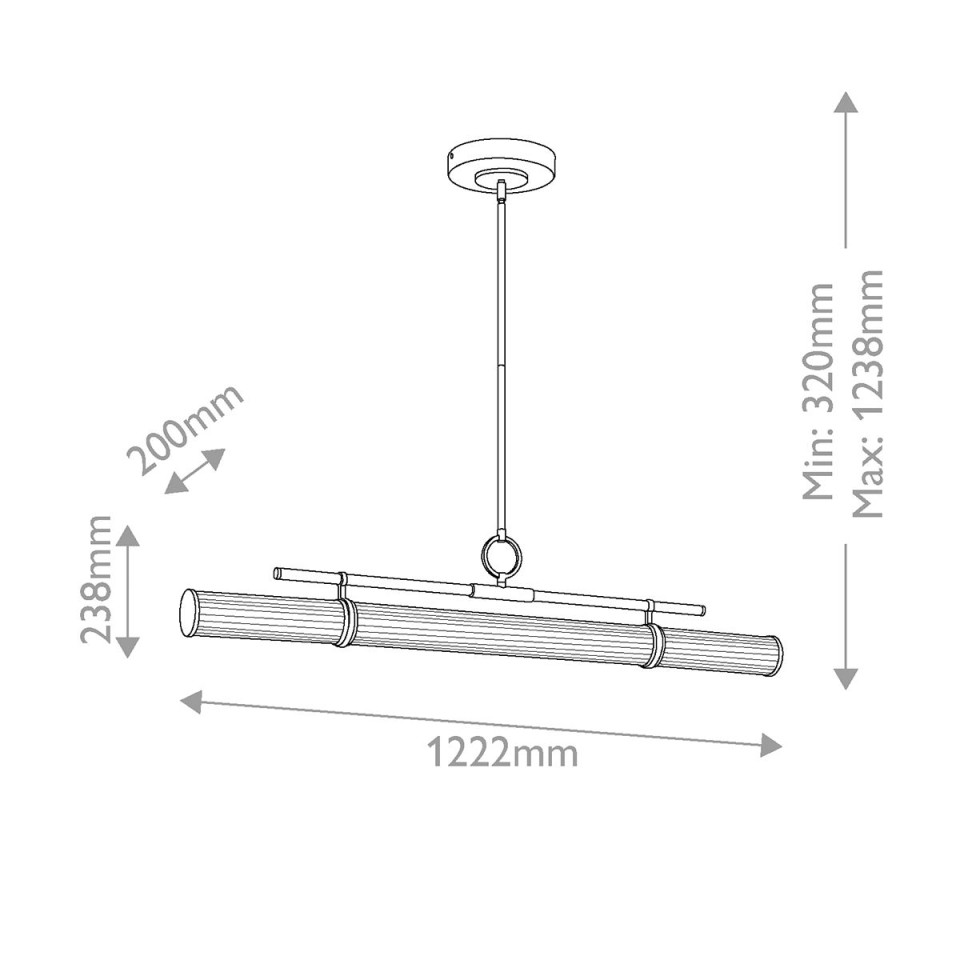 Riven linear ceiling light champagne bronze/clear 122.2 cm