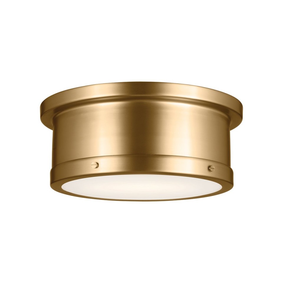 Serca medium flush ceiling light brushed natural brass 36.2 cm