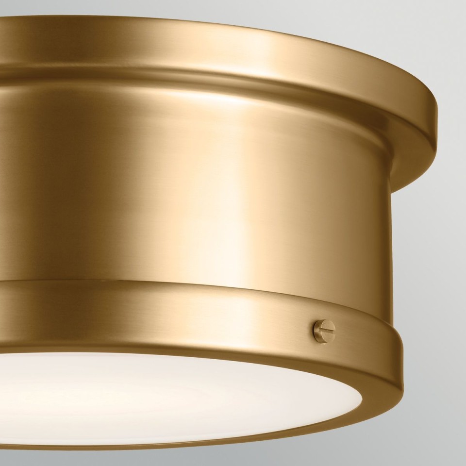 Serca medium flush ceiling light brushed natural brass 36.2 cm
