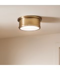 Serca medium flush ceiling light brushed natural brass 36.2 cm