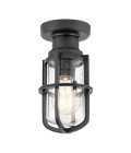 Suri 1-lt outdoor ceiling light textured black/seeded glass 14 cm IP44