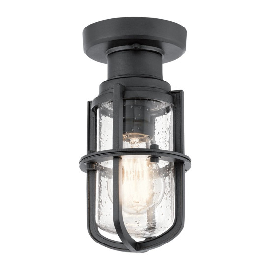 Suri 1-lt outdoor ceiling light textured black/seeded glass 14 cm IP44