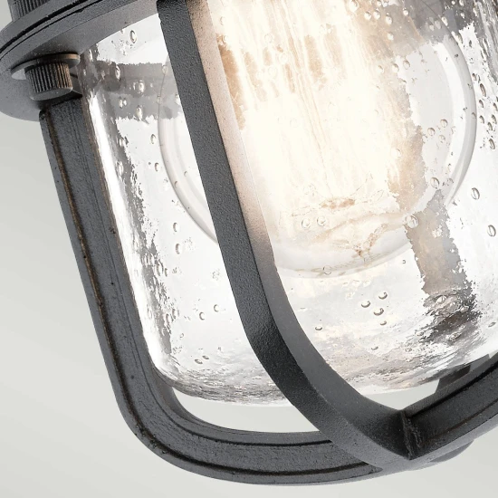 Suri 1-lt outdoor ceiling light textured black/seeded glass 14 cm IP44