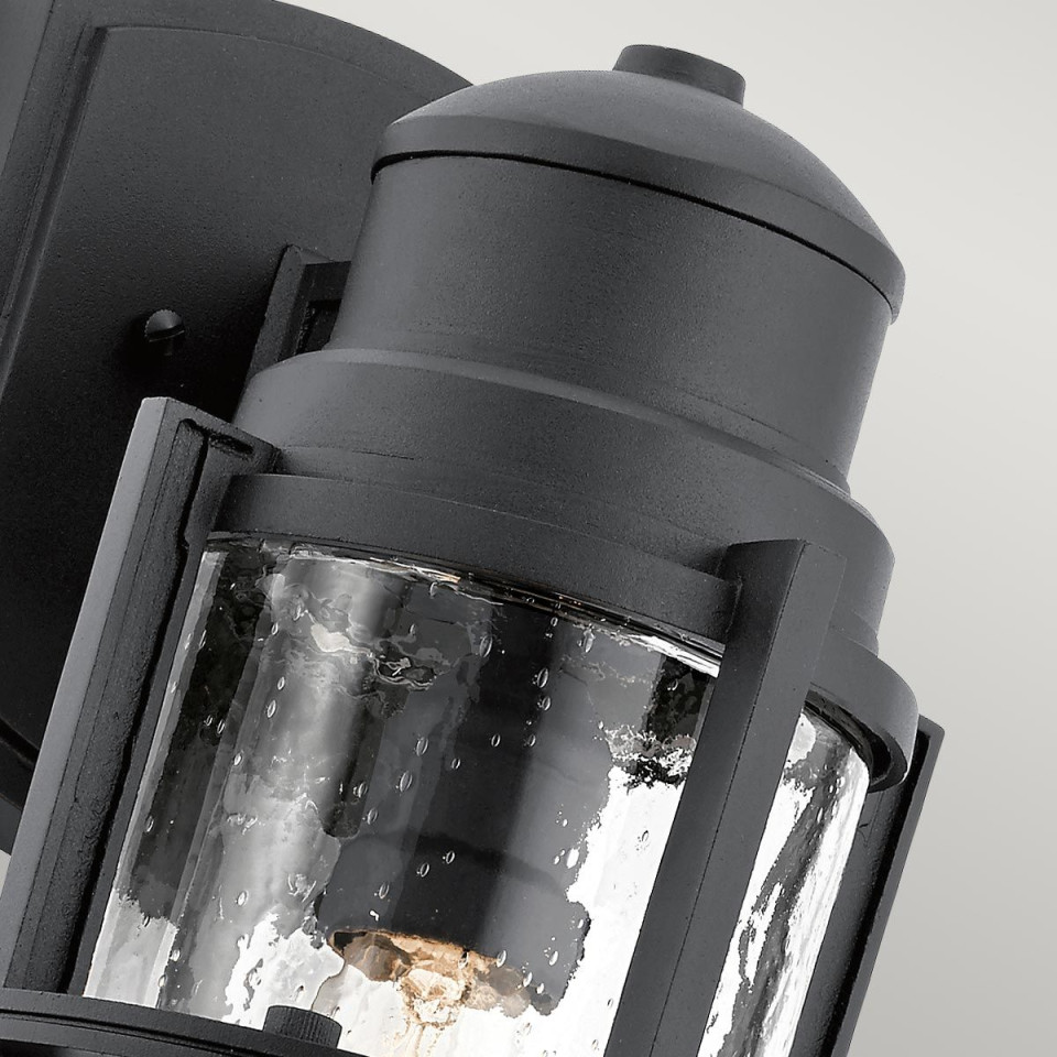 Suri 1-lt medium utomhus vägglampa svart/bubbligt glas 39,3 cm IP44