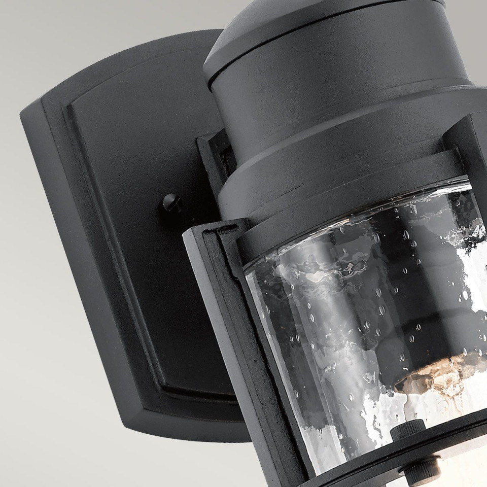 Suri 1-lt medium utomhus vägglampa svart/bubbligt glas 39,3 cm IP44