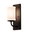 Vetivene 1-lt bathroom wall light textured black/opal glass 30.5 cm IP44