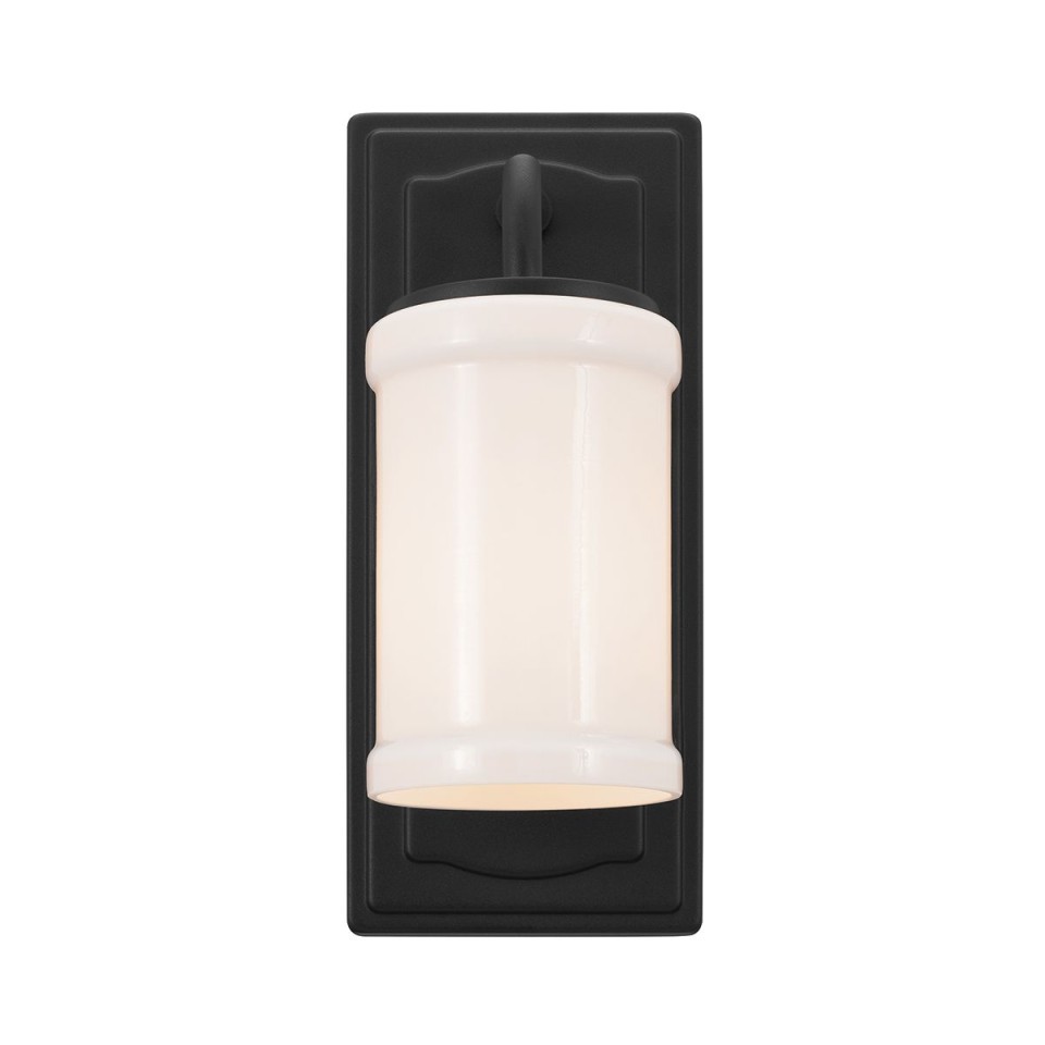 Vetivene 1-lt bathroom wall light textured black/opal glass 30.5 cm IP44