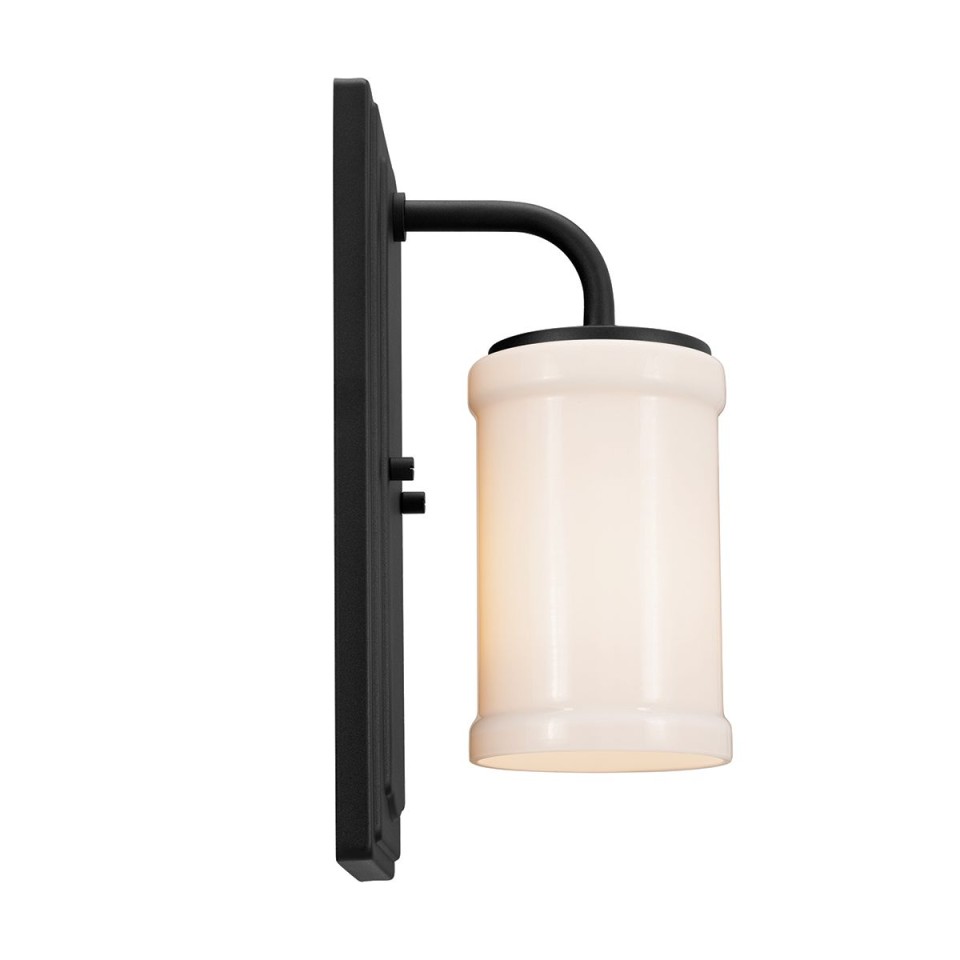 Vetivene 1-lt bathroom wall light textured black/opal glass 30.5 cm IP44