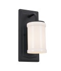 Vetivene 1-lt bathroom wall light textured black/opal glass 30.5 cm IP44