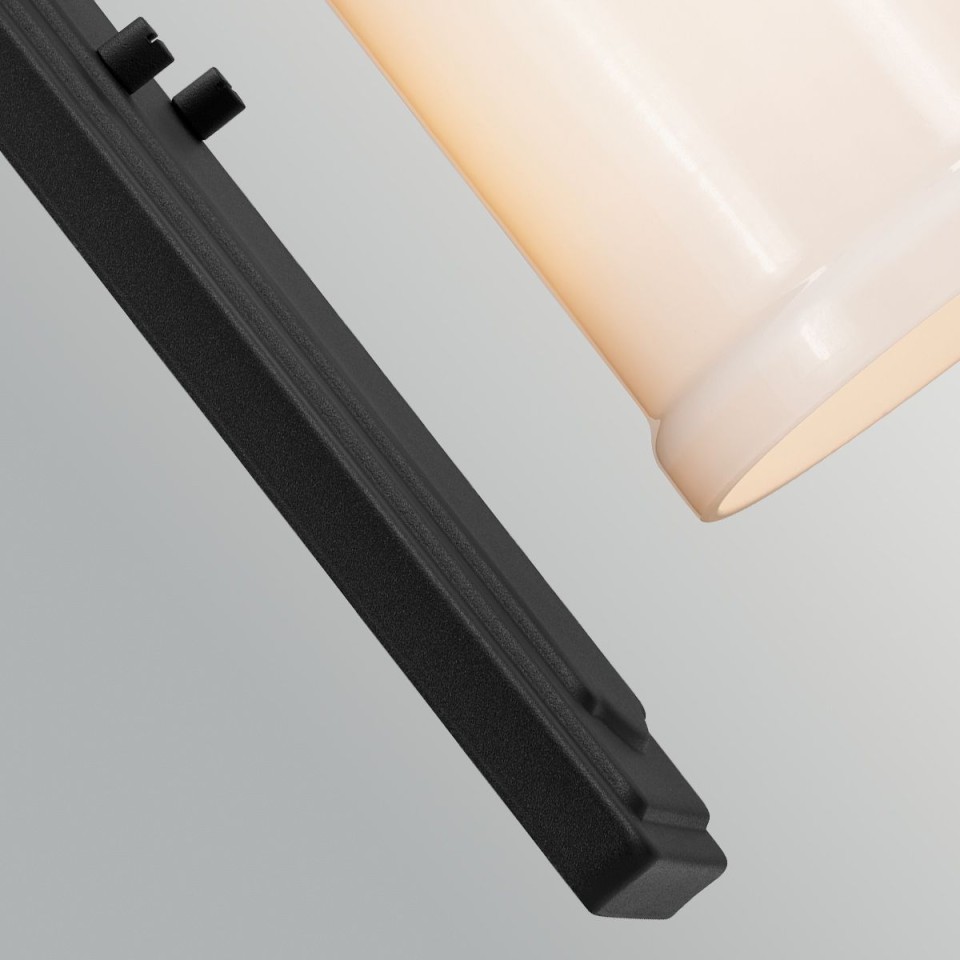 Vetivene 1-lt bathroom wall light textured black/opal glass 30.5 cm IP44