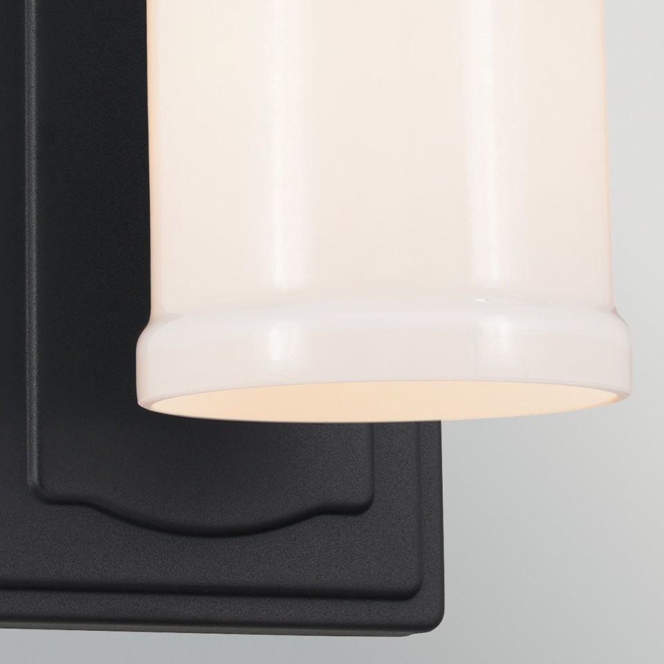 Vetivene 1-lt bathroom wall light textured black/opal glass 30.5 cm IP44