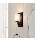 Vetivene 1-lt bathroom wall light textured black/opal glass 30.5 cm IP44