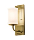 Vetivene 1-lt bathroom wall light natural brass/opal glass 30.5 cm IP44