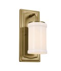 Vetivene 1-lt bathroom wall light natural brass/opal glass 30.5 cm IP44