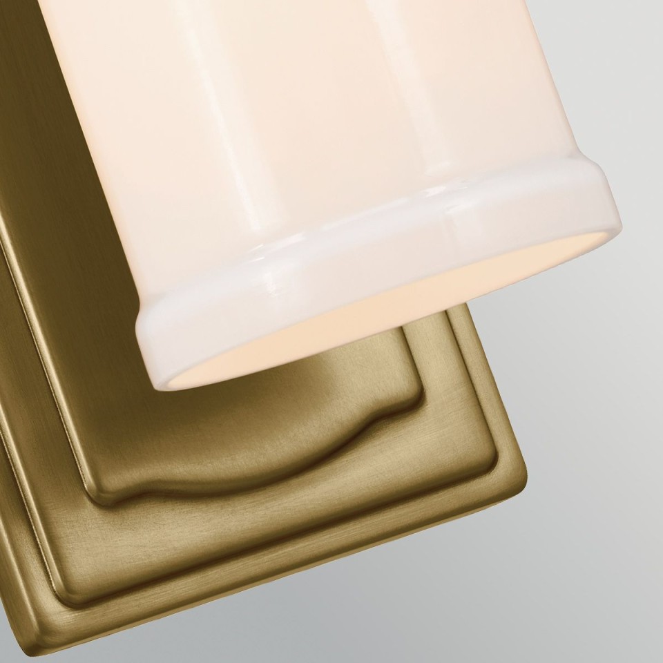 Vetivene 1-lt bathroom wall light natural brass/opal glass 30.5 cm IP44
