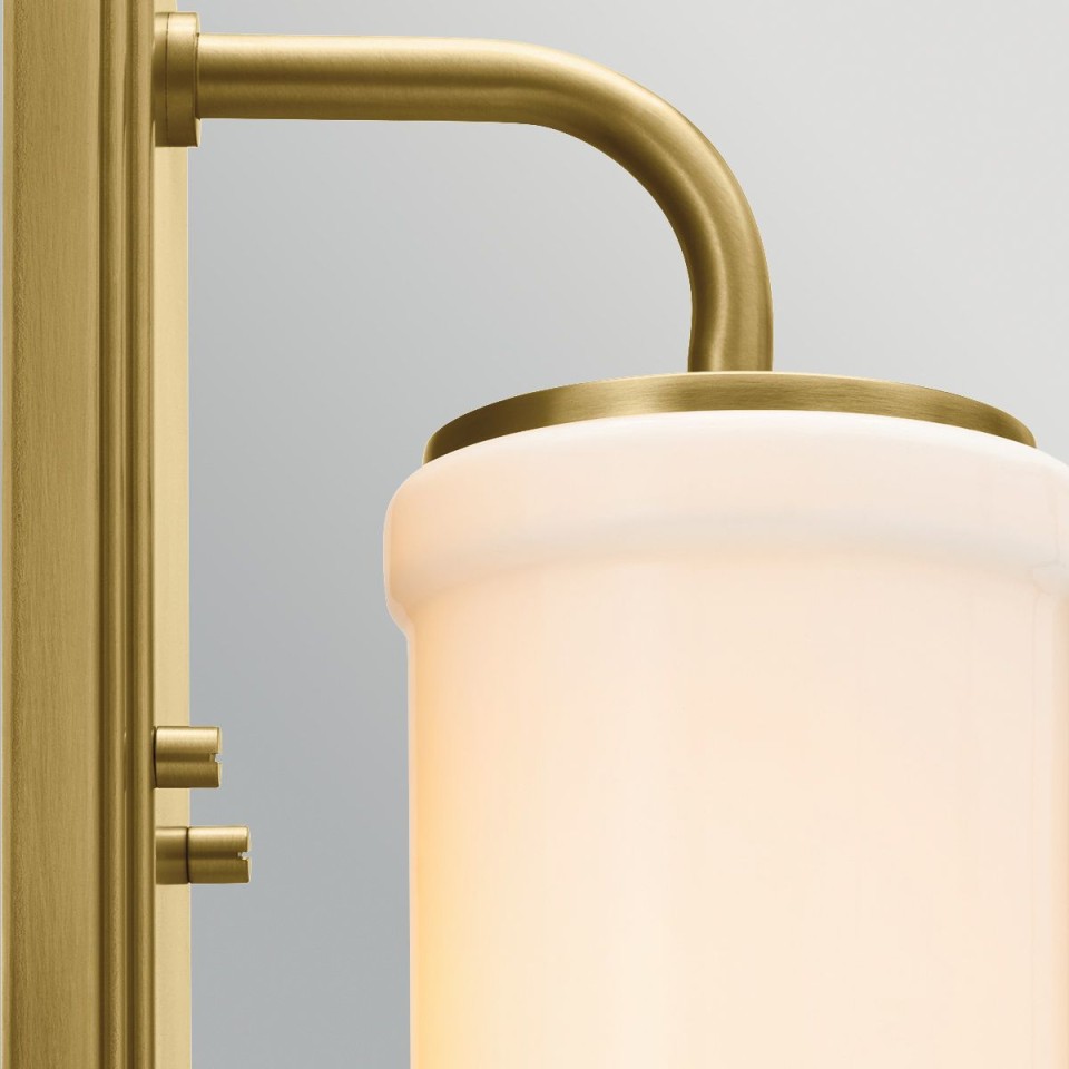 Vetivene 1-lt bathroom wall light natural brass/opal glass 30.5 cm IP44