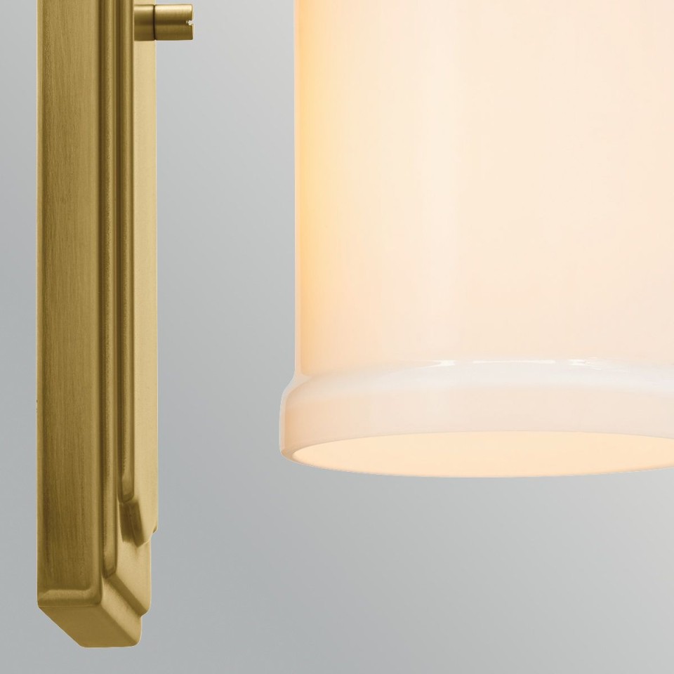 Vetivene 1-lt bathroom wall light natural brass/opal glass 30.5 cm IP44