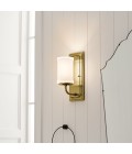 Vetivene 1-lt bathroom wall light natural brass/opal glass 30.5 cm IP44