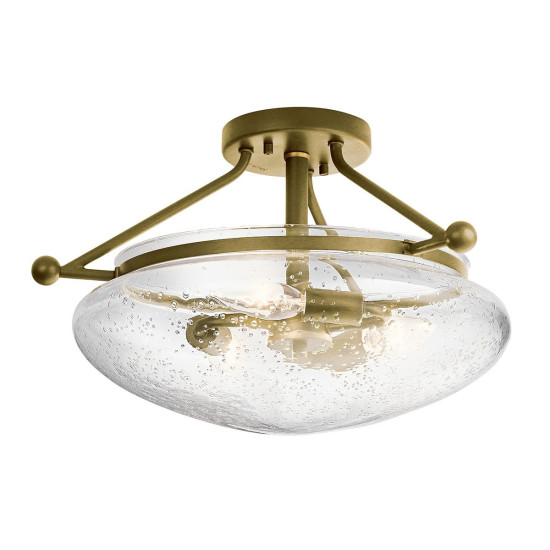 Belle 3 light semi-flush plafond brushed natural brass 43.1cm