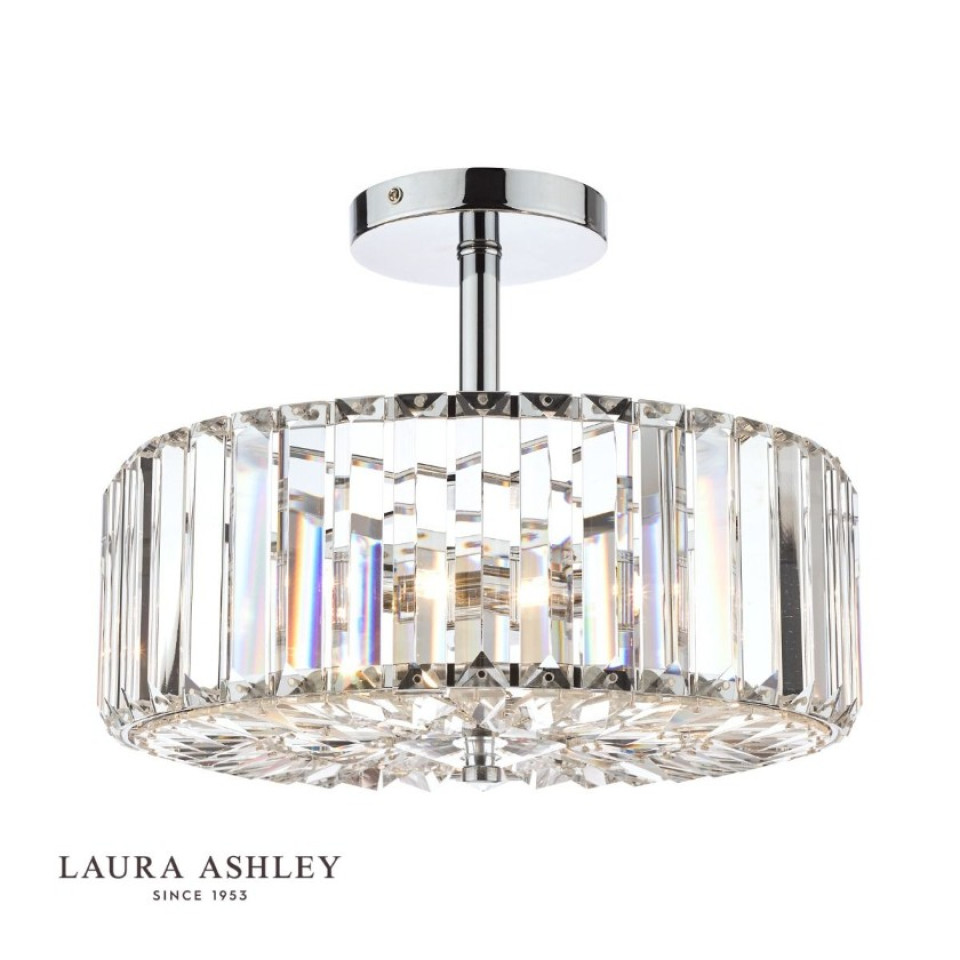 Fernhurst 3-Lt Semi Flush Taklampa Krom/Glas 35cm