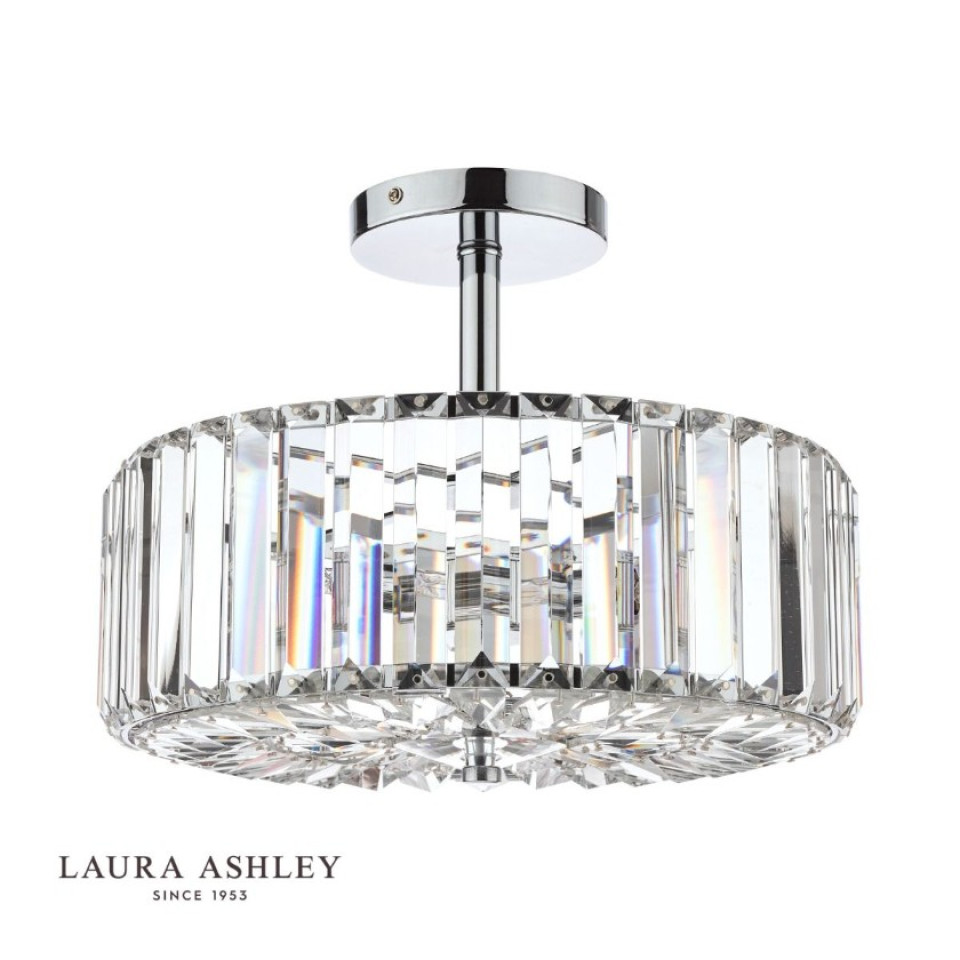 Fernhurst 3-Lt Semi Flush Taklampa Krom/Glas 35cm