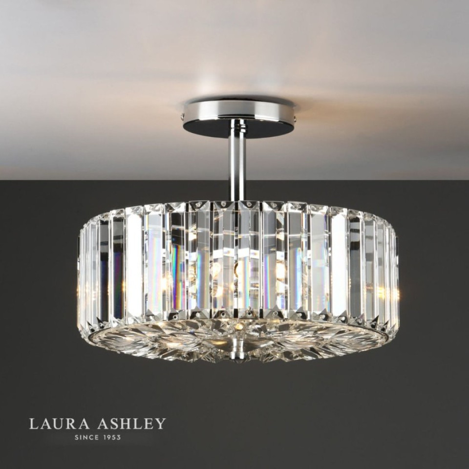 Fernhurst 3-Lt Semi Flush Taklampa Krom/Glas 35cm
