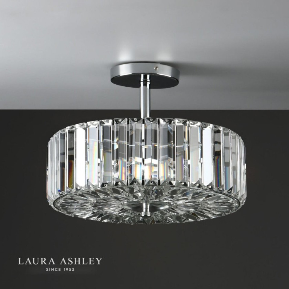 Fernhurst 3-Lt Semi Flush Taklampa Krom/Glas 35cm