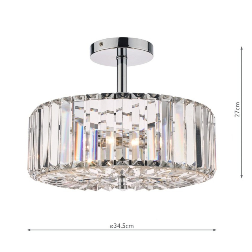 Fernhurst 3-Lt Semi Flush Taklampa Krom/Glas 35cm
