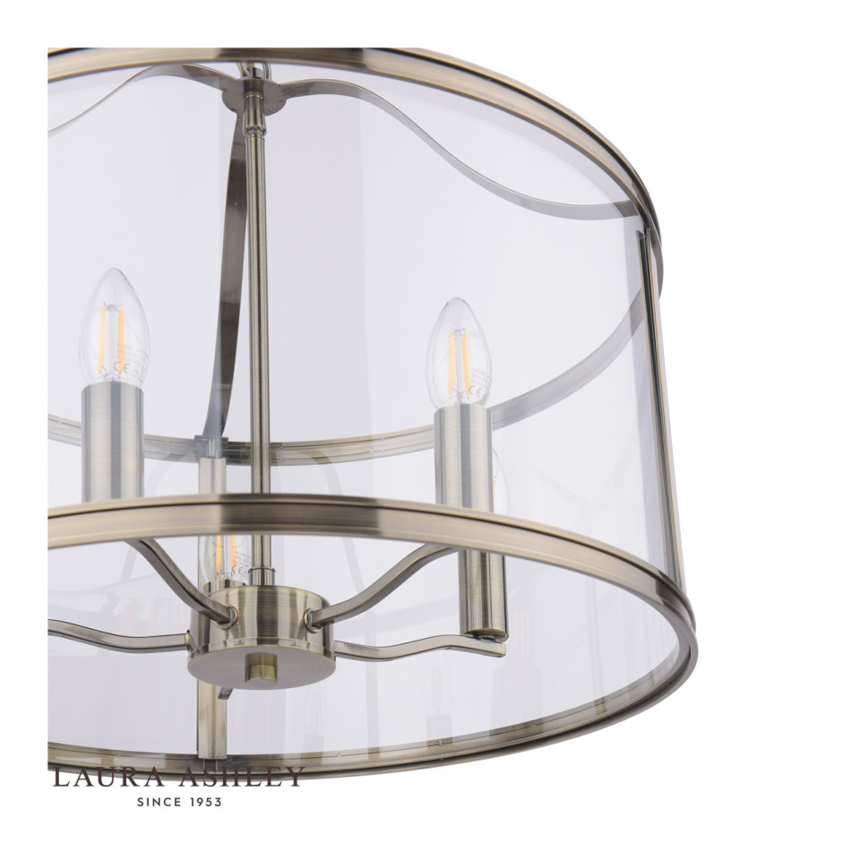 Harrington 5-lt taklampa mässing/glas 48cm