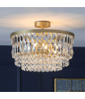 Rhosill 3-lt halvspolad taklampa mässing/glas 40cm