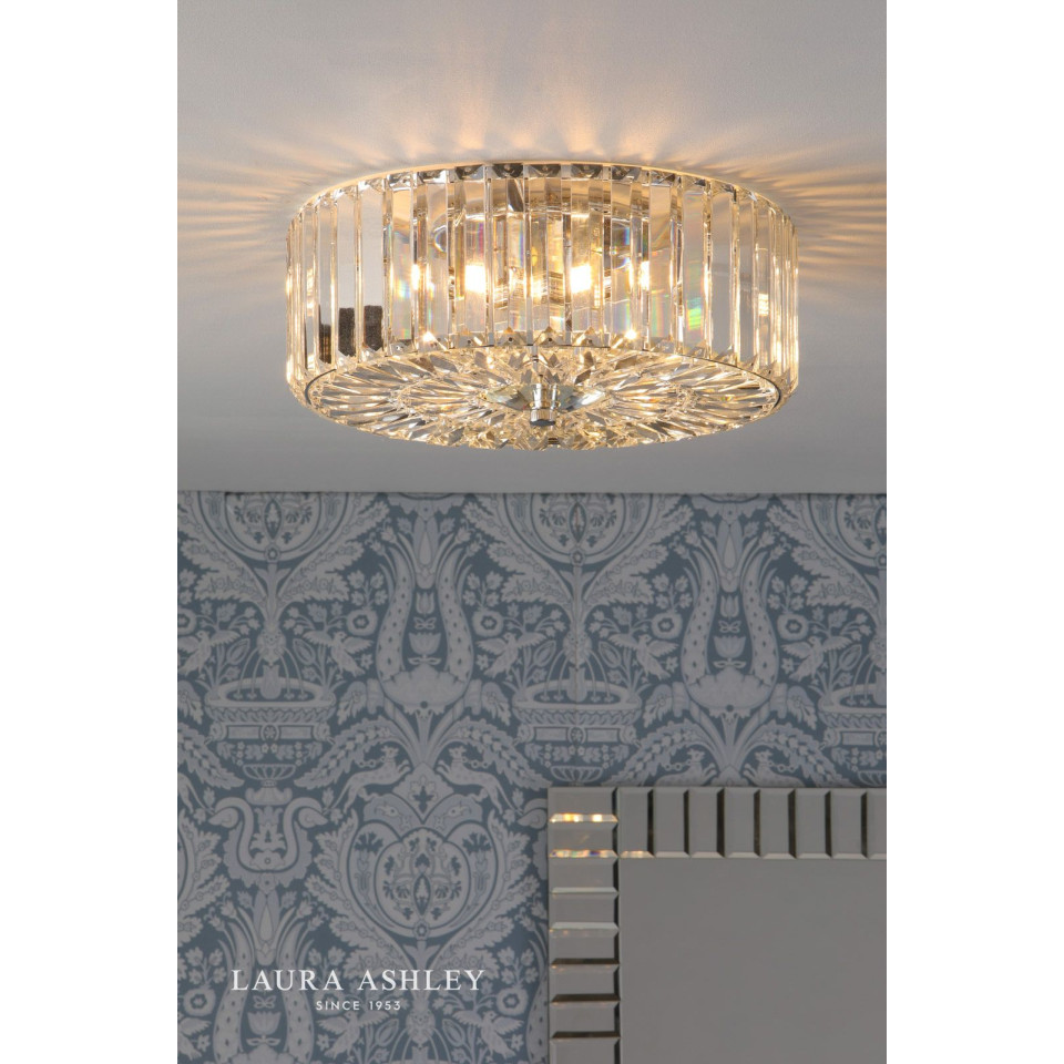 Fernhurst 3-lt flush taklampa krom/glas 34cm
