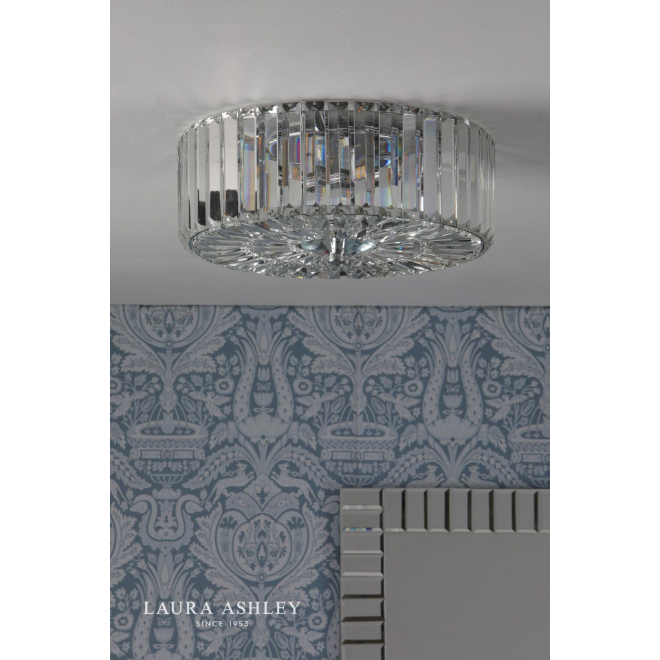 Fernhurst 3-lt flush taklampa krom/glas 34cm