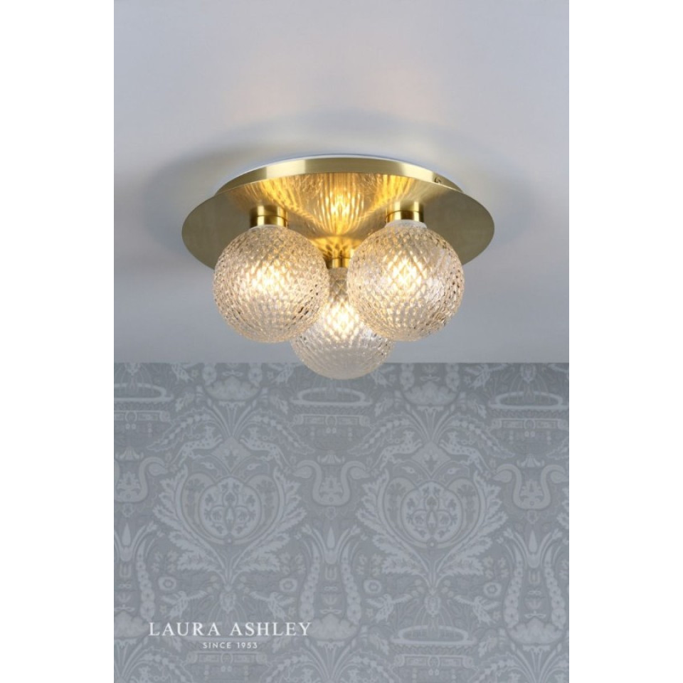 Prague 3-Ljus badrums plafond Mässing/Glas 30cm