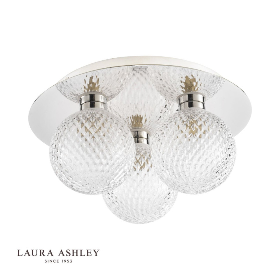 Prague 3-ljus badrums plafond krom/glas 30cm