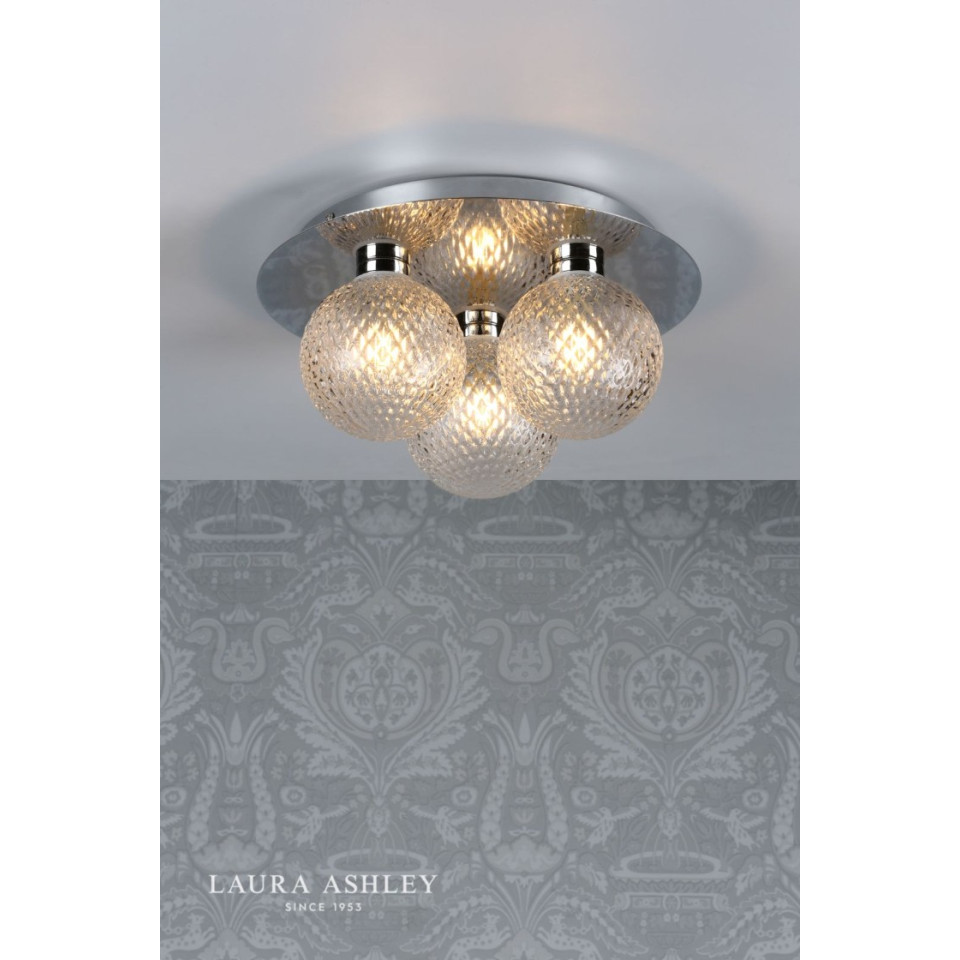 Prague 3-ljus badrums plafond krom/glas 30cm